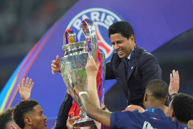 Il Psg festeggia la vittoria della Champions - Foto Lapresse - Ilpallonegonfiato