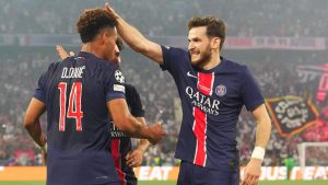 Il Psg festeggia un gol in finale - Foto Lapresse - Ilpallonegonfiato